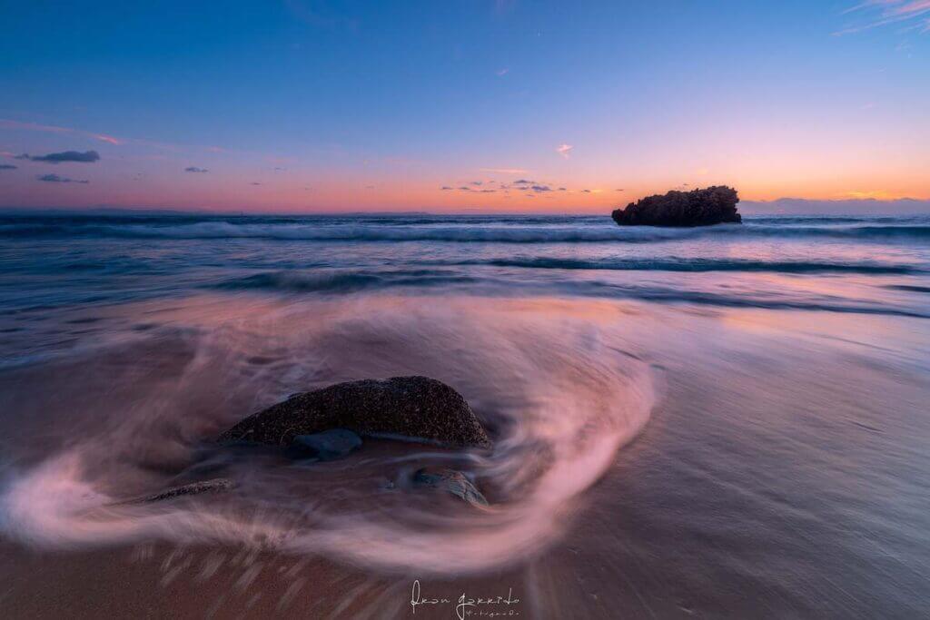 Paisaje playa larga exposición